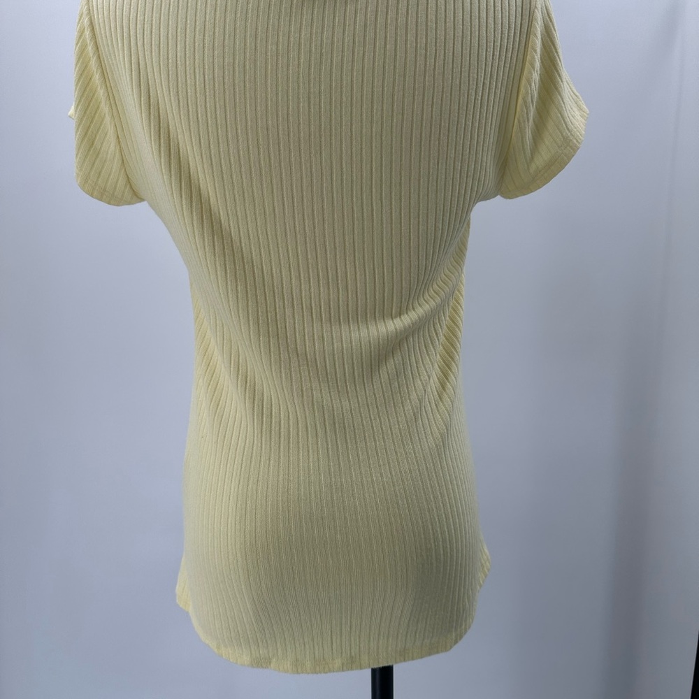 Reformation Ribbed Square-Neck Short Sleeve Top - Pale Yellow - Picture 3 of 8